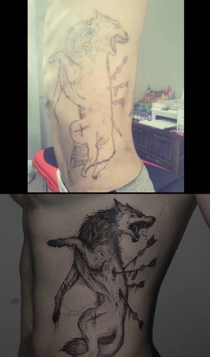 When folks on @tattoodo app take the “MY NEXT TATTOO” save option literally 🤦🏼‍♀️🙅🏼‍♀️ .. @tattoodo you should really change that to “MY TATTOO INSPO” or something, you know, fool proof..Anyways..custom wolfie for Žiga from some years ago..and it’s recent copied version, a true winner👌🏼💯 …sorry Žiga 🤦🏼‍♀️#wolftattoo #tattoocopycat