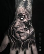 Woman Skull Portrait Realistic Tattoo Black and Grey Joel Meyer
