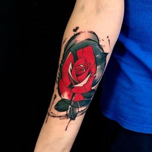Get a stunning illustrative watercolor flower tattoo on your forearm in London, GB for a unique and colorful piece of body art.