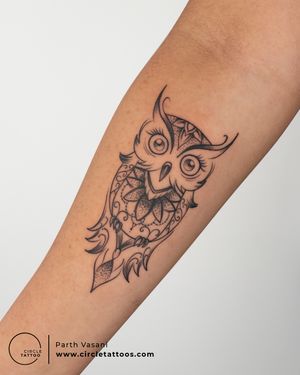 Owl Tattoo done by Parth Vasani at Circle Tattoo