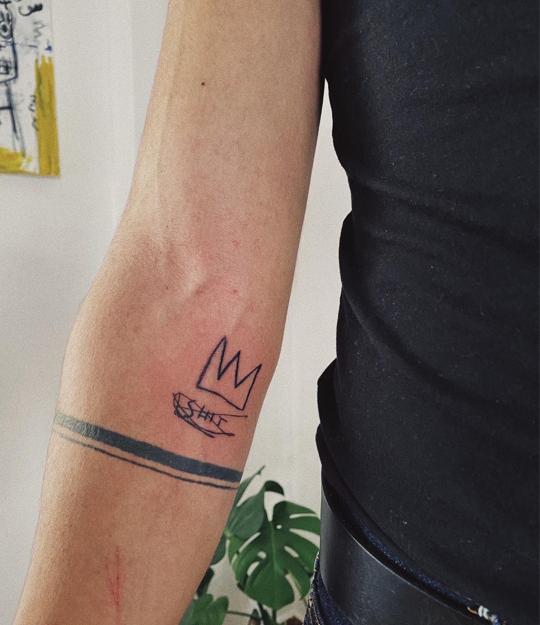 Little tribute to the great Basquiat By Anton Ink and Water Tattoo  Toronto Canada  rtattoos