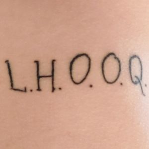 L.H.O.O.Q. handwriting from Marcel Duchamp's ready-made of the same name. Artist: Chris DeAngel 