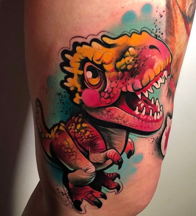 TRex is a scary dinosaur but TRex tattoos can be really cute