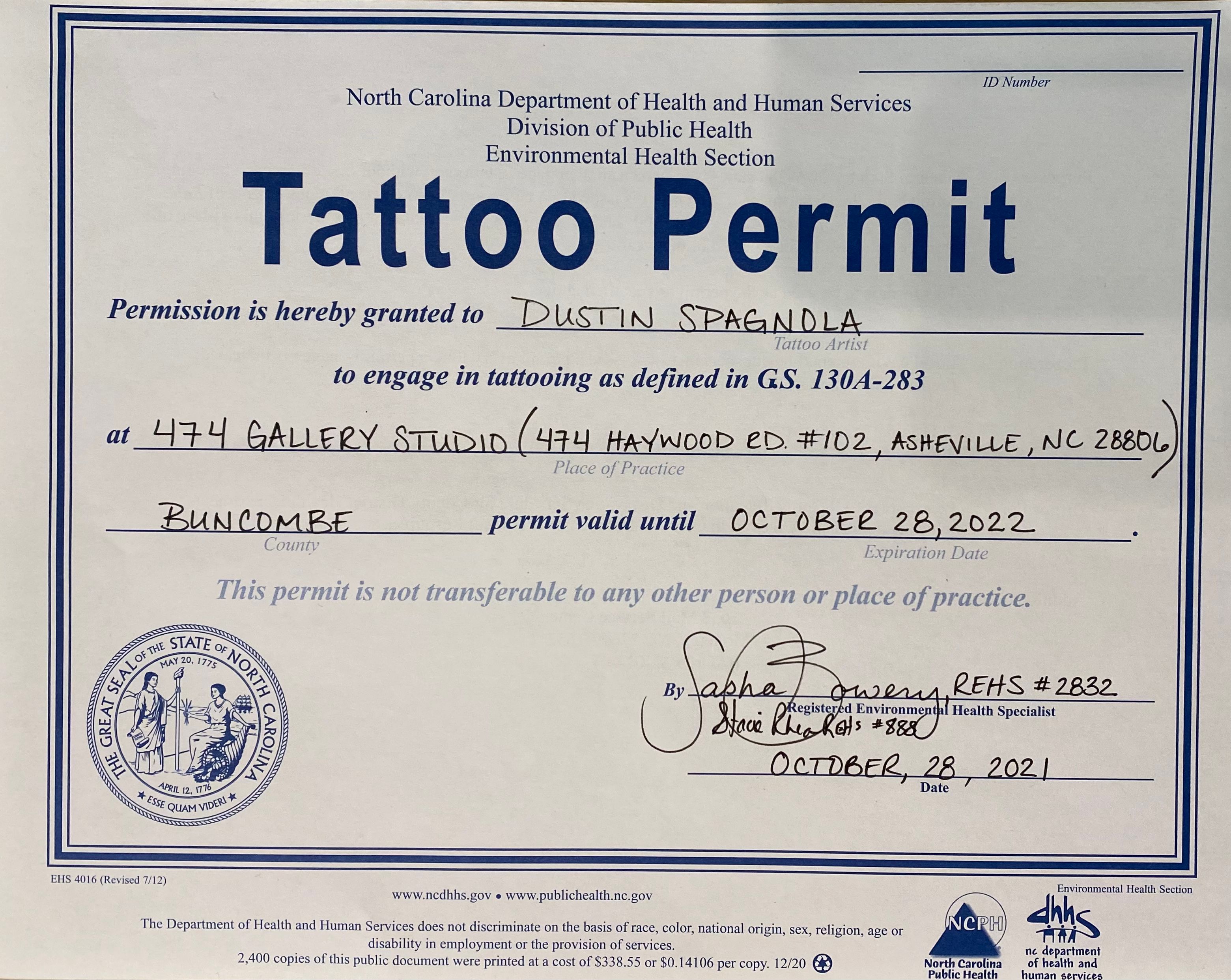 How to Get a Tattoo License NC  Tattooing 101
