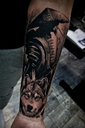 Wolf samurai tattoo #wolftattoo #samuraitattooDone by Eno Mlakar