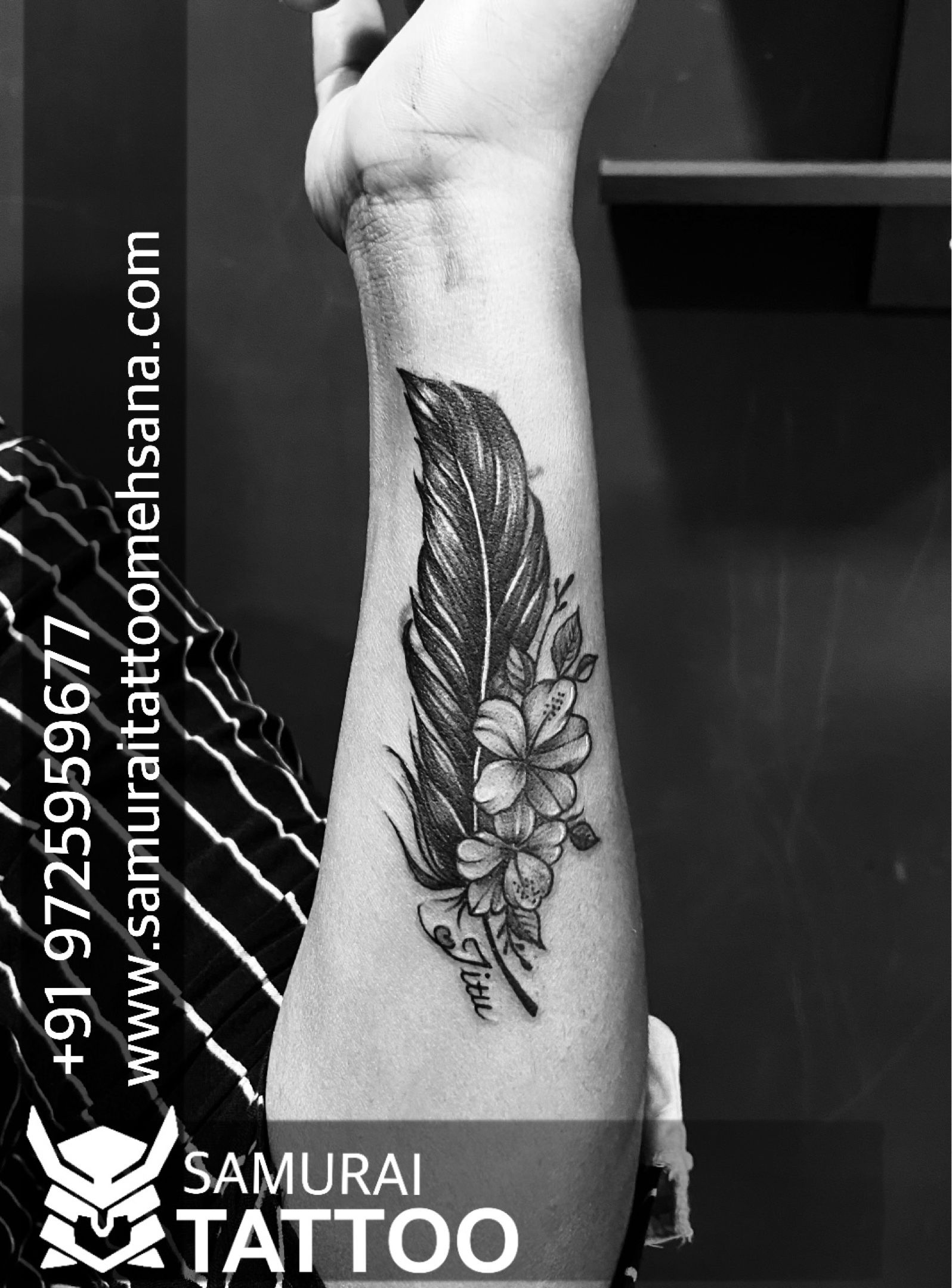 Tattoo uploaded by Samurai Tattoo mehsana • Coverup tattoo design |name  Coverup tattoo |feather tattoo |tattoo for girls • Tattoodo