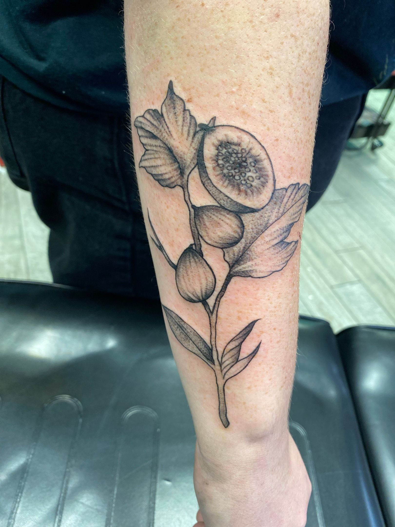 Fig fruit tattoo inked on the left upper arm | Ink tattoo, Fruit tattoo,  Sleeve tattoos