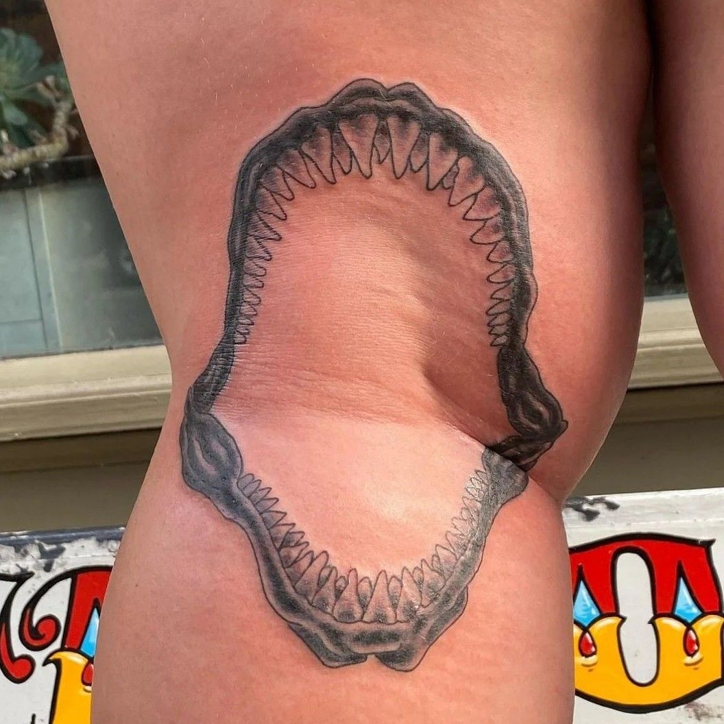 Marigold Adornment  Tattoo by jesmulcahy  shark jaw This was so  much fun to do If you say shark too many times it starts to sound really  weird  shark sharkteeth 