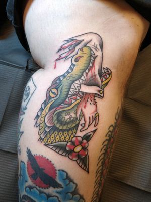I love tattooing Crocs/gators!!!Done by me @taylor_pollard_