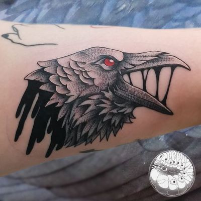 traditional raven head tattoo