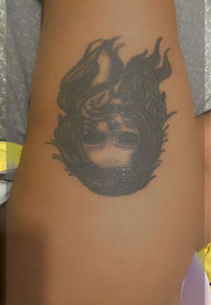 This was my first tattoo, not the best lol but it’s there. I would eventually want to workout a hip tattoo to place above this but NOT cover it. 