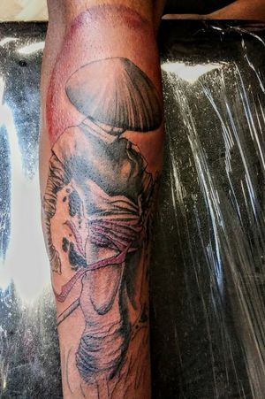 A samurai warrior ... Done at JBS Ink Therapy in Stockton... Stop by and see us walk INS ALWAYS WELCOME ... #samurai #samuraitattoo #warriortattoo
