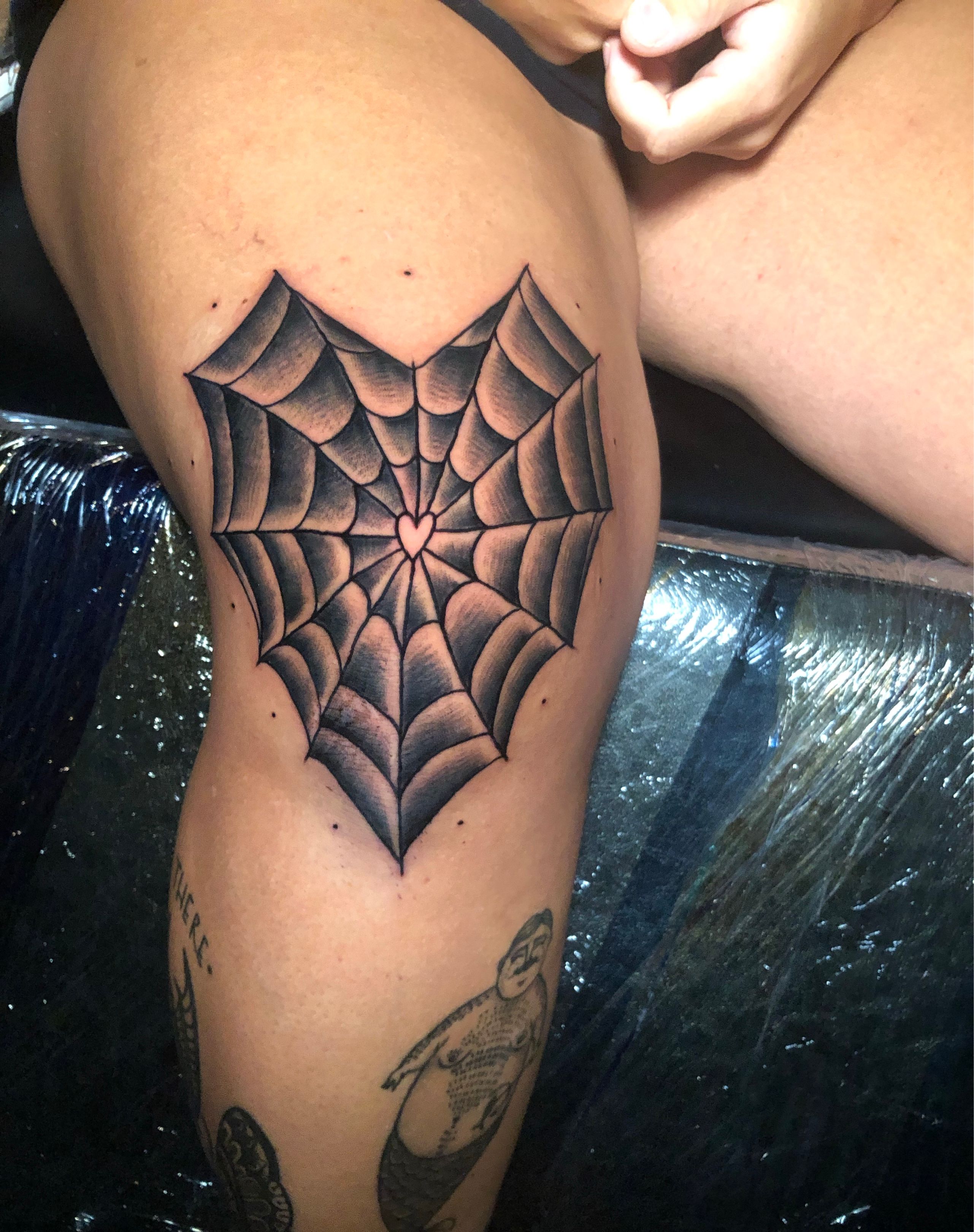 billieink killed it with a spider web knee piece Tattoo Tattoos ink  inked Tattooartist Tattooed Tattooart Ramsgateink Ramsgatebeach  By  Hollywood Tattoos Ramsgate  Facebook