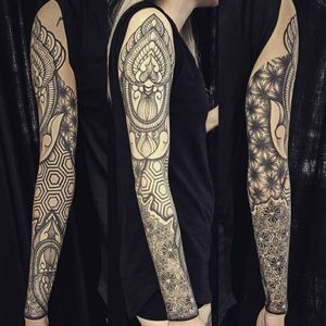 Blackwork geometric sleeve done by Christian Kurtis