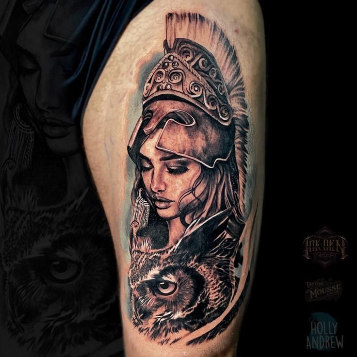 Central Focus: Place a small, delicately detailed Athena owl at the central  point of the upper chest, symbolizing wisdom and guidance. *Surrounding  Elements:* Intertwine the owl with vines that gracefully flow outwards,