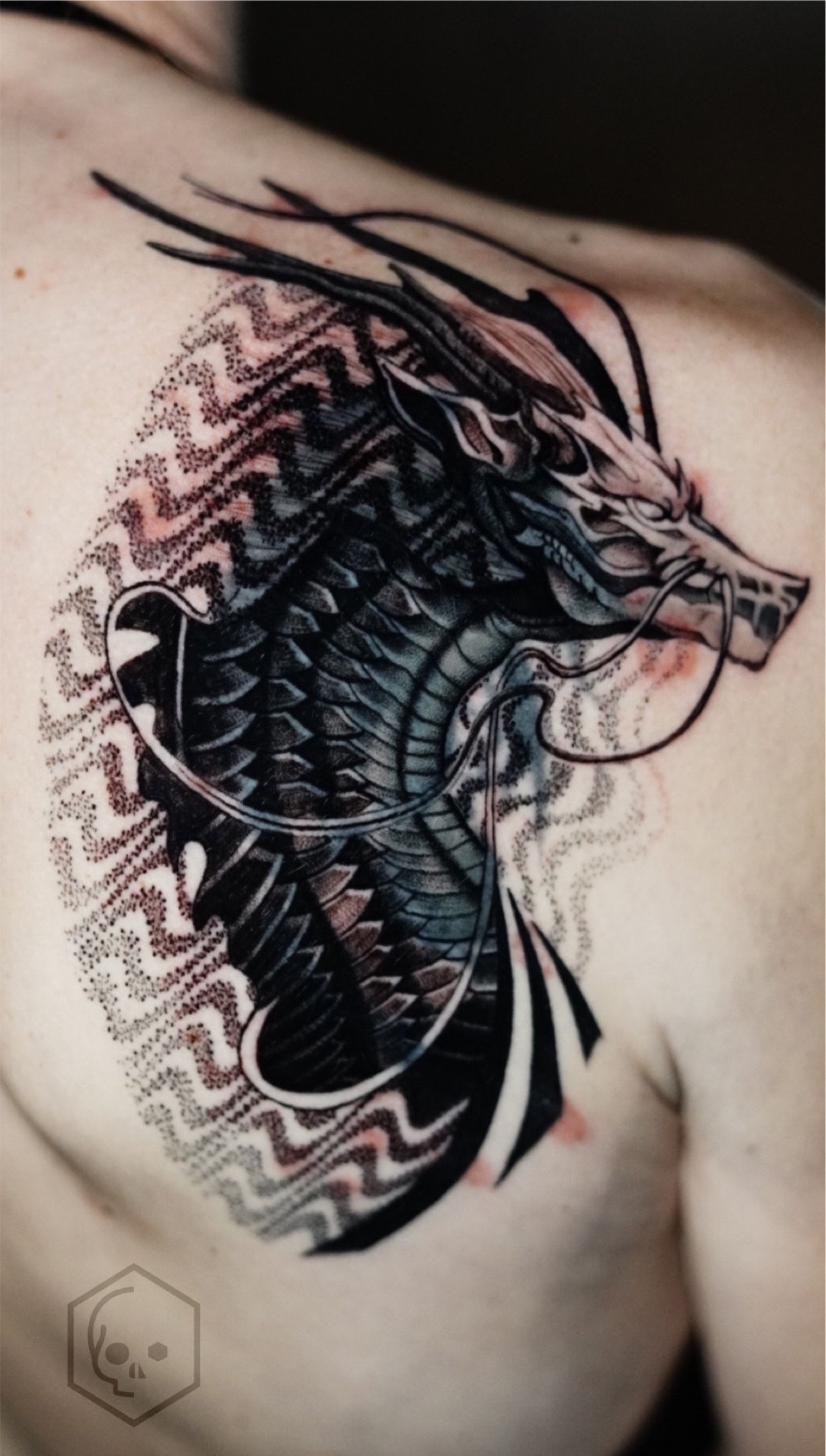 Geometric Dragon Tattoo Idea  BlackInk