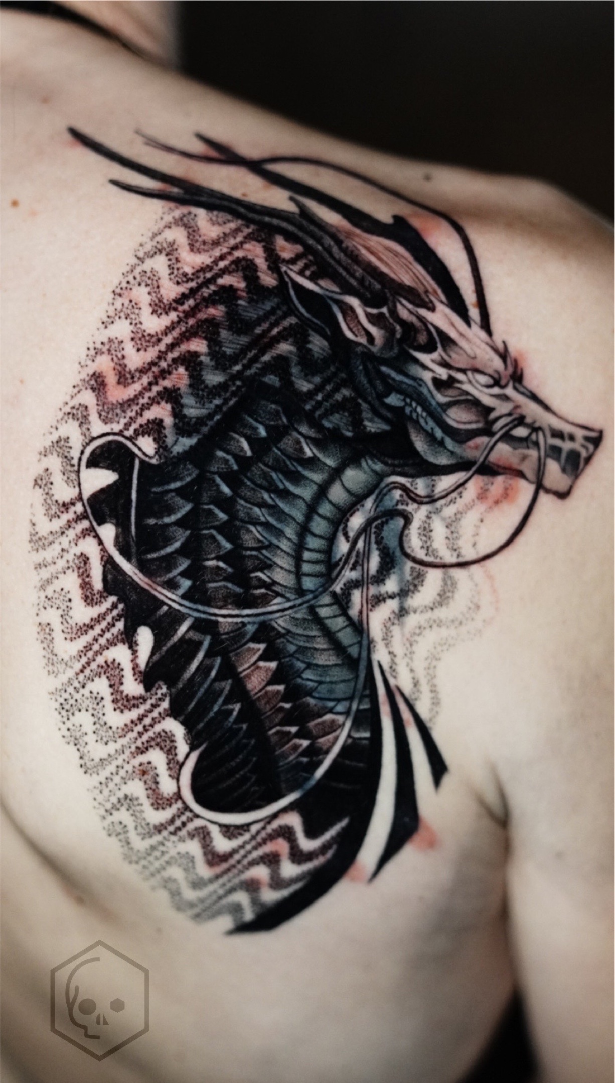 Tattoo uploaded by Minimal Ink Tattoo  Tattoo by SusBoom Tattoo SusBoom  watercolor sketch illustrative painterly dragon geometric  Tattoodo