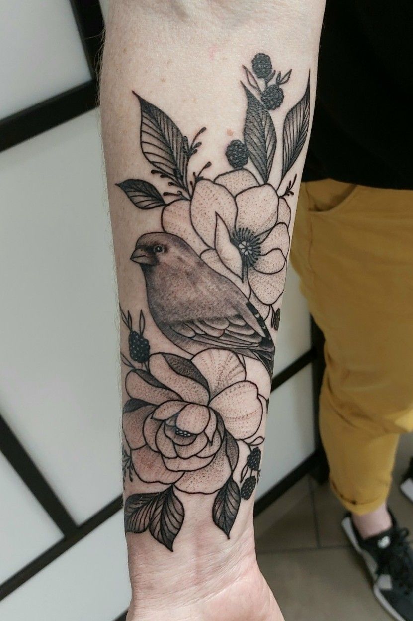 Flower With a Bird Tattoo Design  Easy Flower Tattoos  Easy Tattoos   Crayon