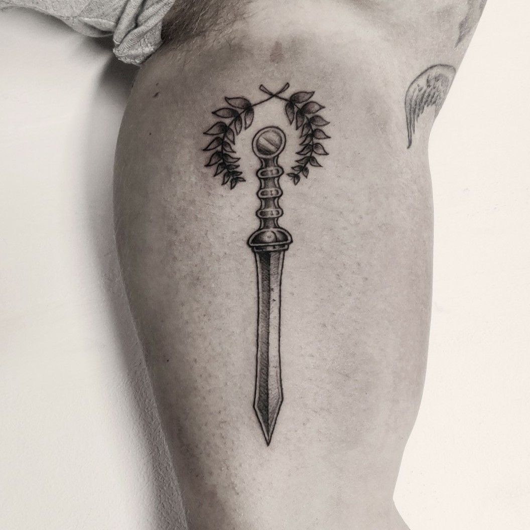 Tattoo uploaded by Alejandro Zamora • Roman sword with olive laurel. •  Tattoodo