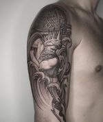 Poseidon Tattoo. Greek Mythology Tattoo. - Paige Jean Tattoos. Salt Lake City, Utah. • contact me on my instagram @paigejeantattoos 
