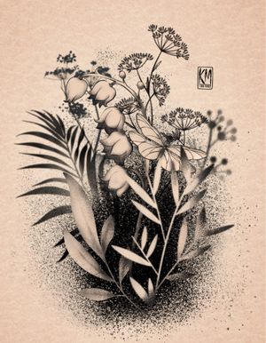Botanical tattoo design 