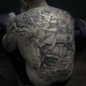 Ship at SEA tattoo - Dnipro TATTOO ' artist Yavtushenko Dmitriy