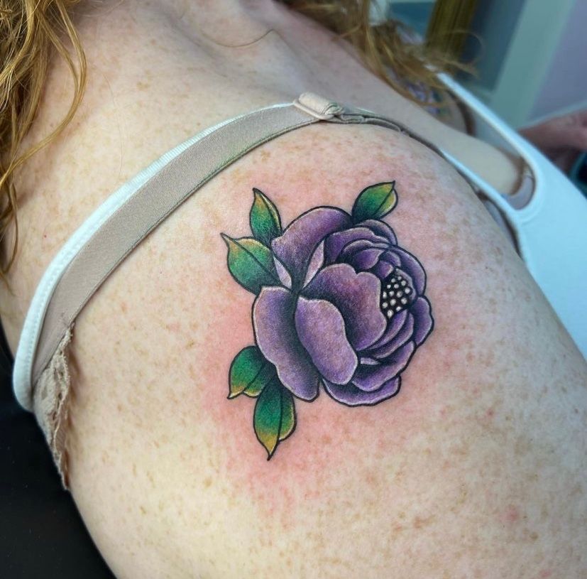 dark purple flower tattoos