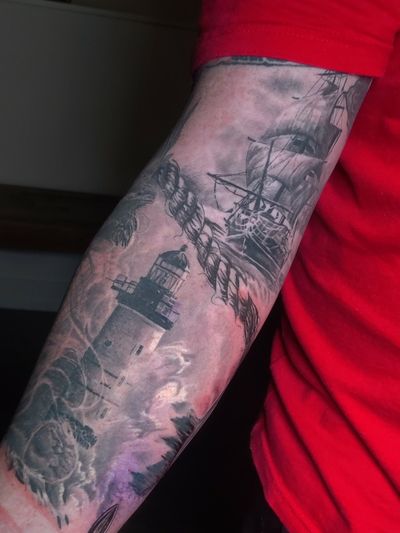 #chicago #lincolnparkchicago #portrait #blackandrgey #blackandgray #realism #Jesus #jesustattoo #religious #religioustattoo #faithtattoo #faith #lighthouse #lighthousetattoo #nautical #nauticaltattoo #ship #shiptattoo #travel 