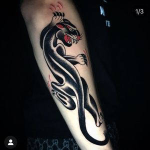 Get fierce with this bold blackwork panther tattoo on your forearm in Miami, US. Illustrative style.