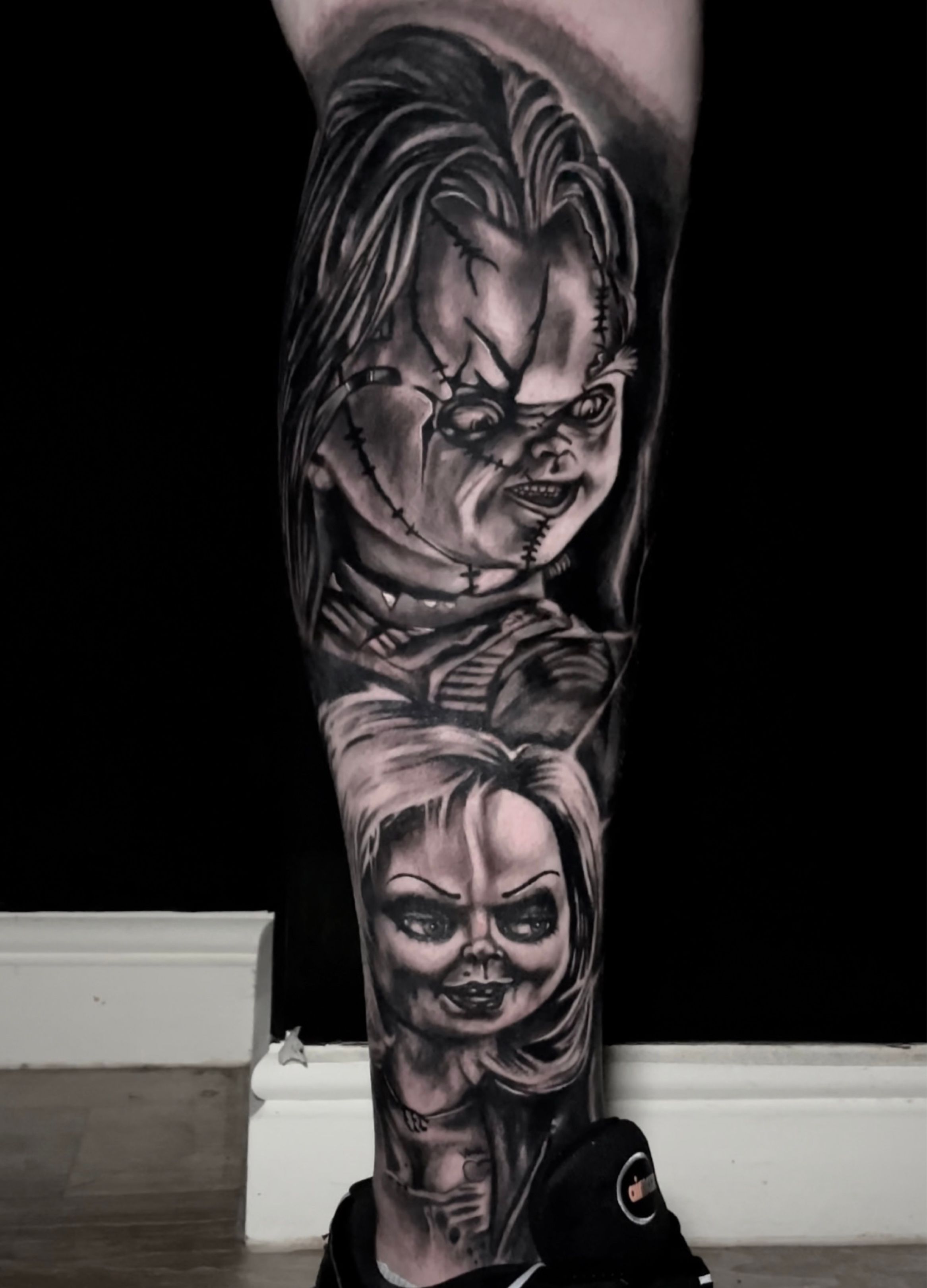 Chucky  Tiffany  Movie tattoos Horror movie tattoos Chucky tattoo