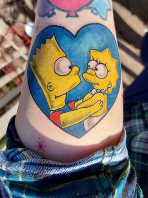 Bart and Lisa tattooColor tattoo artist I'd you like what you see you can msg me always Mt work speaks for its self