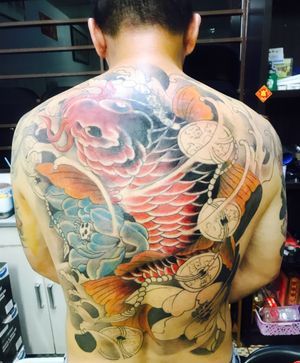 Japanese Koi Backpiece Tattoo | 2nd Session 