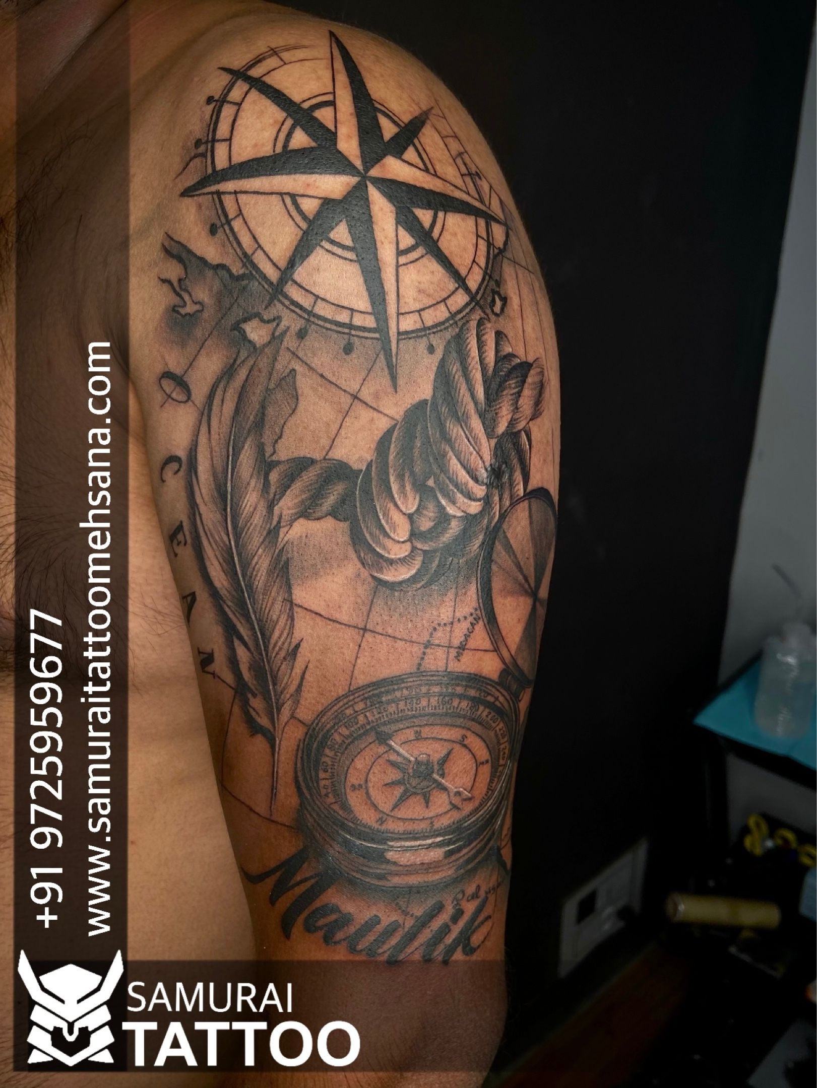 Tattoo uploaded by Samurai Tattoo mehsana • Compass with arrow tattoo |Compass  tattoo • Tattoodo