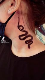 Snake accent on client neck…#snaketattoos #necktattoos #byjncustoms