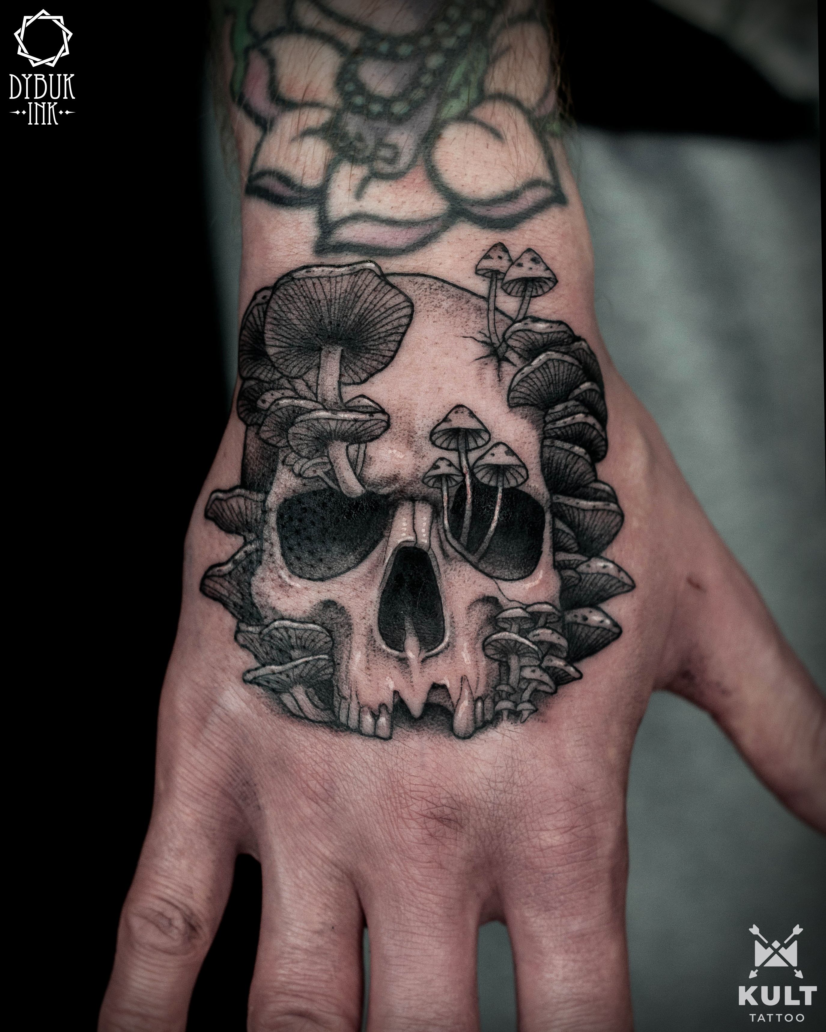 Mushroom Skull tattoo Sublimation By Owlsomedesigns  TheHungryJPEG