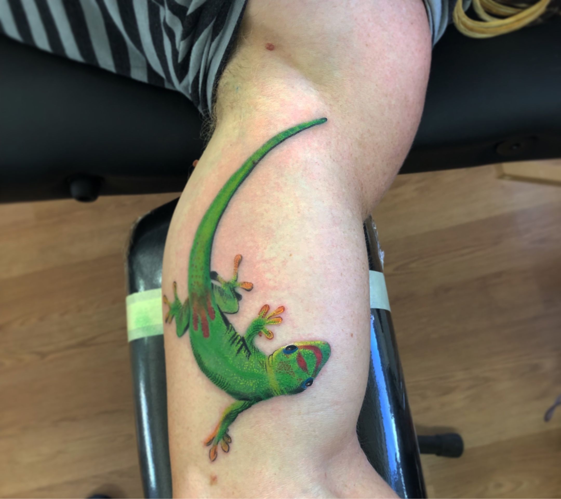 Jamaican Anole Lizard and Hibiscus Tattoo | This is my most … | Flickr