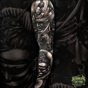 Samurai Armsleeve Tattoo Design 