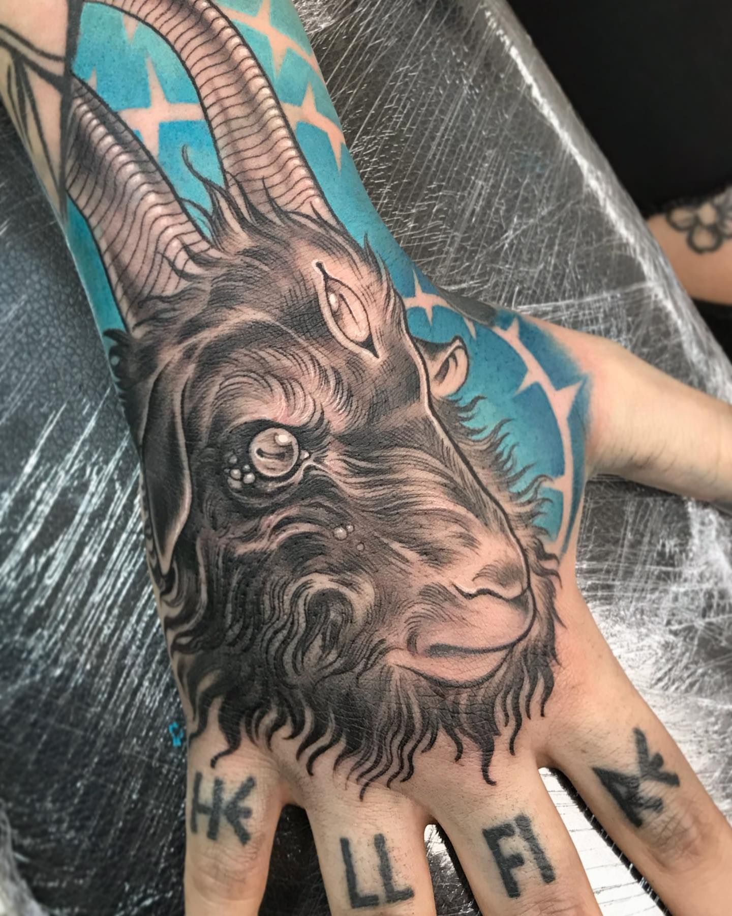 Blue Siren Tattoos  Snazzy quad horned goat chest piece by emilyvfazz   Facebook