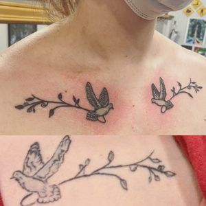 Fixing clients old tattoo before (below) and After (top)