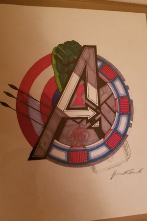 Logo Mashup of the 6 original avengers from the MCU. 