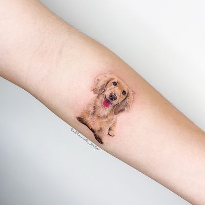 ［ Pet Tattoo 🐾］ . . . . #pettattoo #dogtattoo #girltattoo #cutetattoos #colortattoo #smalltattoos #taiwantattoo #sausagedog #dachshund #dog