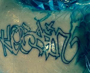 Baby daddy, I tattooed my toddlers name on his shoulder.“Kobain”Friday, February 19, 2022The most obnoxious tattoo I think I’ve ever had to do! Well no, HE was obnoxious, not the work I did. I love lettering, & script.