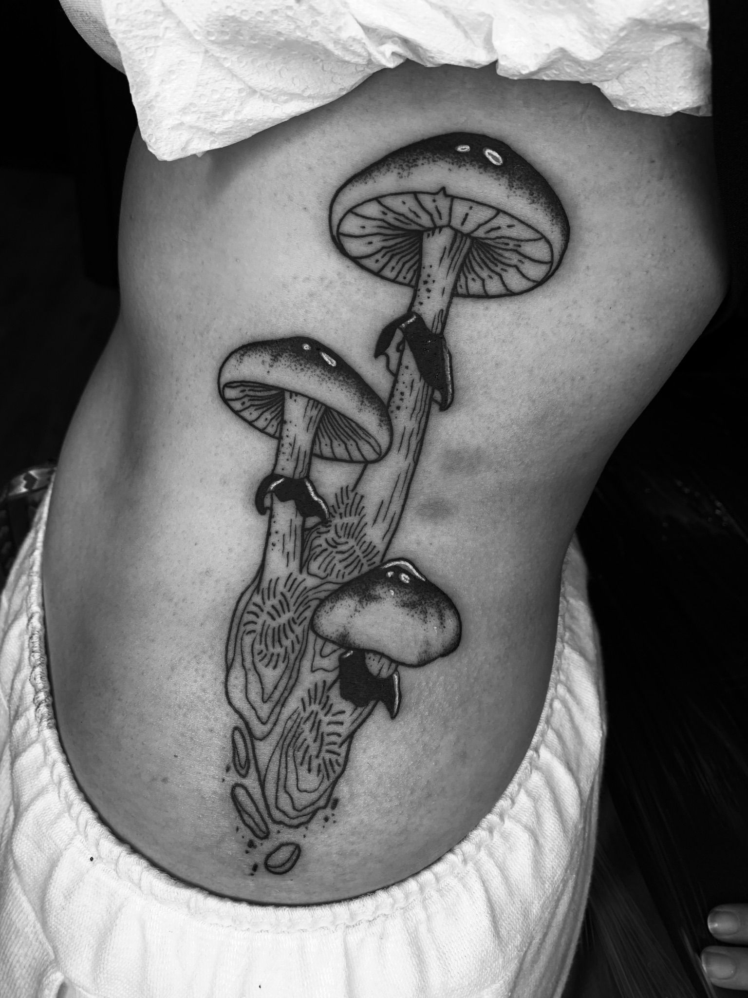Grey Ink Evil Mushroom Tattoo On Ankle