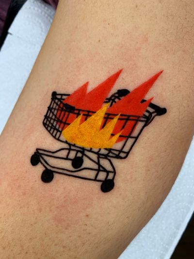 Shopping cart and fire 