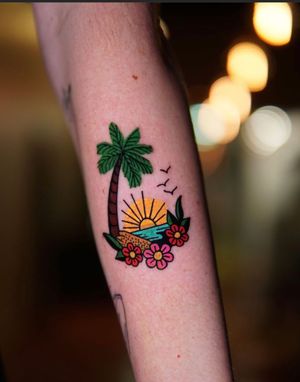 Beach 🏝 .#bcnttt #inked #inking #inkaddictvzla #tattoo #tattoos #tatuaje #tattooed #tattooer #tattoofamily #tattooart #tattooink #tattoowork #beach #beachtattoo #traditional #traditionaltattoo #traditionaltattoo #radiant #radiantcolorsink #barcelonatattoo #familytattoo #tatuadoresenespaña #family #inkdustybcn