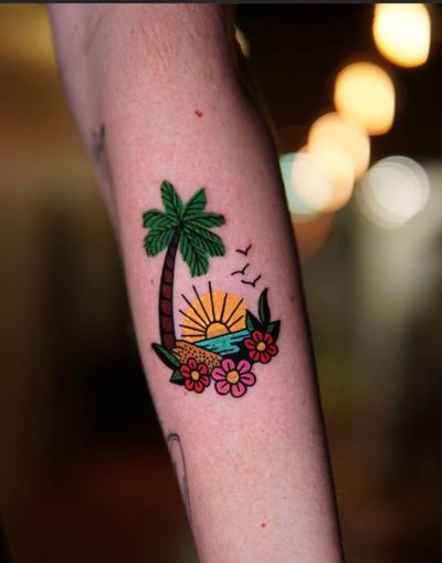 Beach 🏝 . #bcnttt #inked #inking #inkaddictvzla #tattoo #tattoos #tatuaje #tattooed #tattooer #tattoofamily #tattooart #tattooink #tattoowork #beach #beachtattoo #traditional #traditionaltattoo #traditionaltattoo #radiant #radiantcolorsink #barcelonatattoo #familytattoo #tatuadoresenespaña #family #inkdustybcn