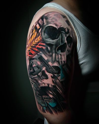 #tatuaż #warszawa #tattoo #tatuazewarszawa #tatuazwarszawa #coverup #pattern #silver #kolor #liście #czacha #czaszka #abstrakcja #armtattoo #arm #ramie #halfsleeve #skull #skulls #bigtattoo #polska #polandtattoo #tattoos #tatuaze #surrealizm