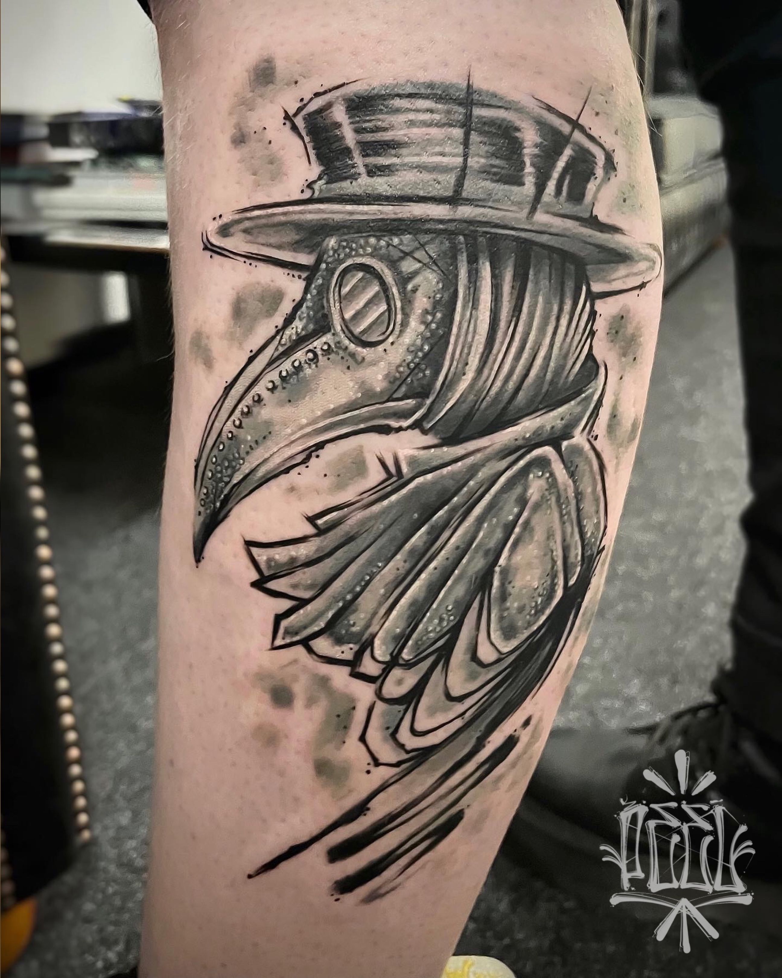 cosmic plague doctor American traditional tattoo ill...