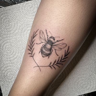 black and white beehive tattoo