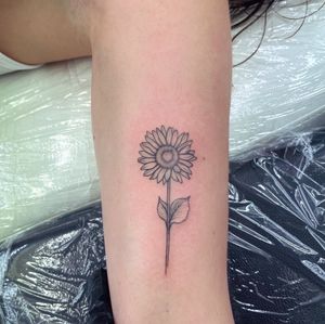 Sunflower tattoo #smalltattoo #finelinetattoo #flowertattoo #amsterdamtattoo #walkintattoo 